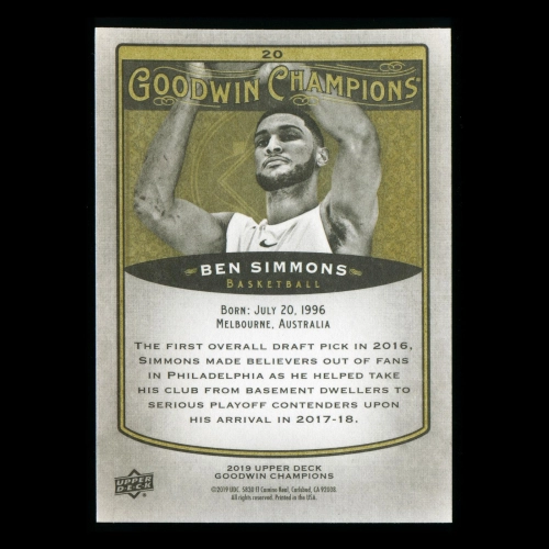 Ben Simmons 2019 Upper Deck Goodwin Champions 76ers #20