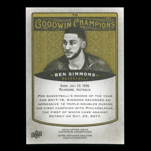 Ben Simmons 2019 Upper Deck Goodwin Champions 76ers #70