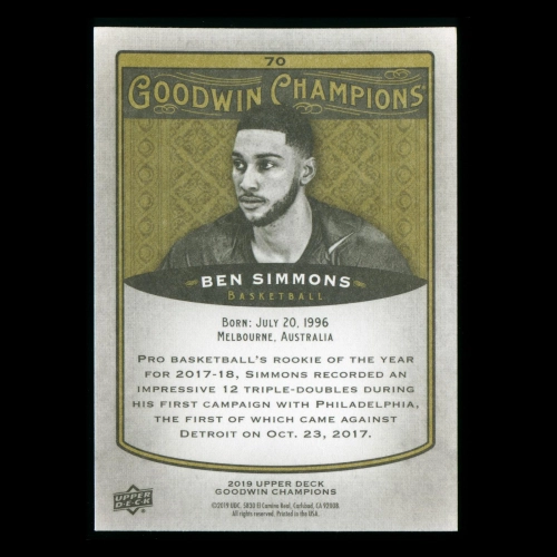 Ben Simmons 2019 Upper Deck Goodwin Champions 76ers #70