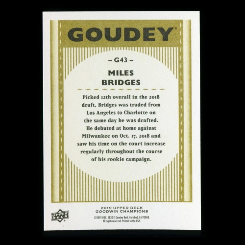 Miles Bridges 2019 Upper Deck Goodwin Champions Goudey Hornets