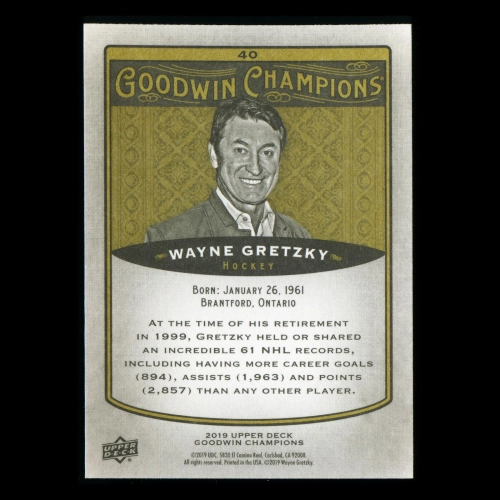 Wayne Gretzky 2019 Upper Deck Goodwin Champions #40