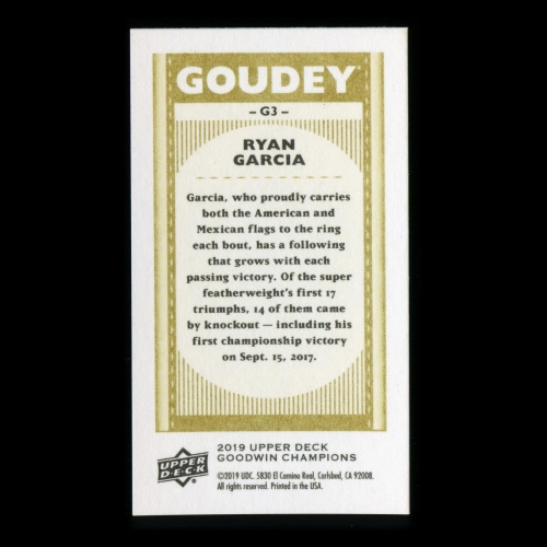 Ryan Garcia 2019 Upper Deck Goodwin Champions Goudey Mini #G3