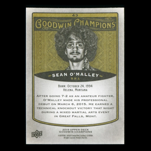 Sean O'Malley 2019 Upper Deck Goodwin Champions #43