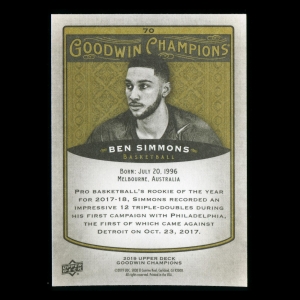 Ben Simmons 2019 Upper Deck Goodwin Champions 76ers #70
