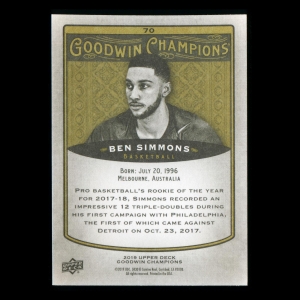 Ben Simmons 2019 Upper Deck Goodwin Champions 76ers #70