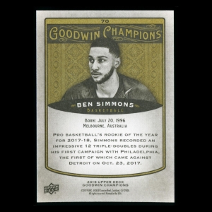 Ben Simmons 2019 Upper Deck Goodwin Champions 76ers #70