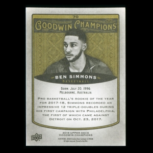 Ben Simmons 2019 Upper Deck Goodwin Champions 76ers #70