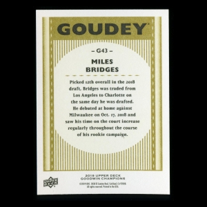 Miles Bridges 2019 Upper Deck Goodwin Champions Goudey Hornets