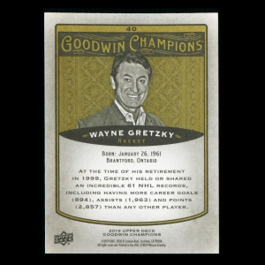 Wayne Gretzky 2019 Upper Deck Goodwin Champions #40