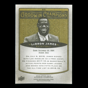 LeBron James 2019 Upper Deck Goodwin Champions Lakers #50