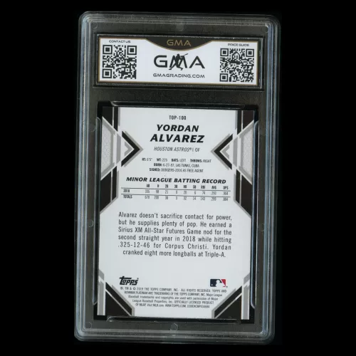 Yordan Alvarez 2019 Bowman Platinum Rookie Astros GMA Mint 9