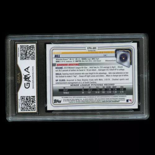 Adam Hill 2020 Bowman Chrome Refractor Auto Brewers 211/499 Gem MT 10