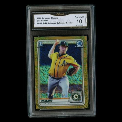 Gus Varland 2020 Bowman Chrome Gold Shimmer Refractor Athletics 22/50 Gem MT 10