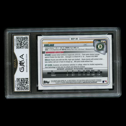 Gus Varland 2020 Bowman Chrome Gold Shimmer Refractor Athletics 22/50 Gem MT 10