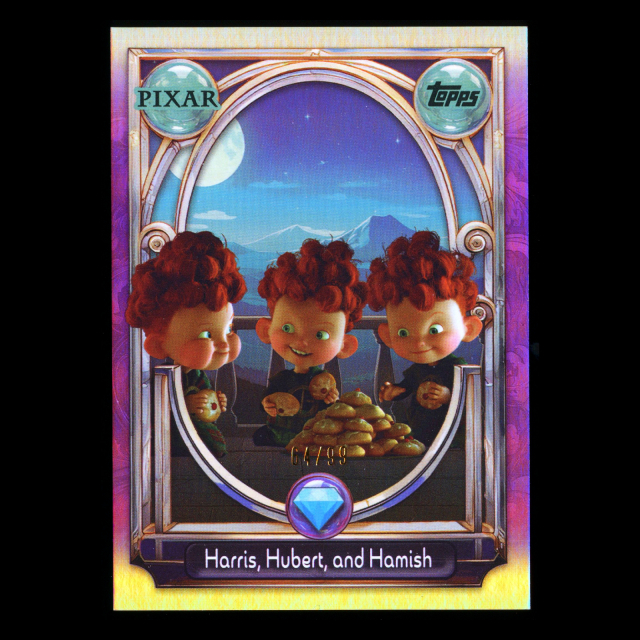Harris, Hubert, and Hamish 2025 Topps Wonder Purple Foil Brave 64/99