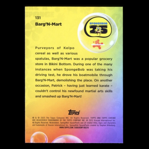Barg'N-Mart 2025 Topps Chrome SpongeBob 25th Anniv.  