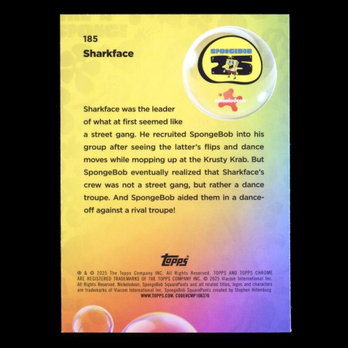 Sharkface 2025 Topps Chrome Green Refractor SpongeBob 25th Anniv. 