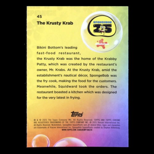 The Krusty Krab 2025 Topps Chrome SpongeBob 25th Anniv.  