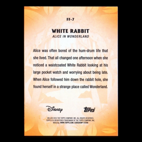 White Rabbit 2025 Topps Disney Wonder Furry Friends Alice in Wonderland